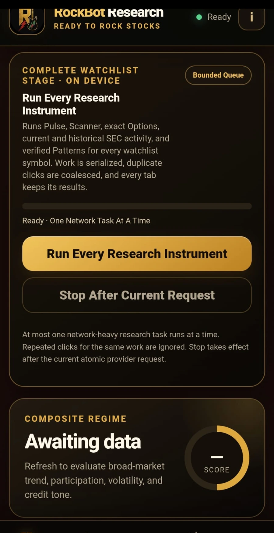 Complete watchlist research stage screen